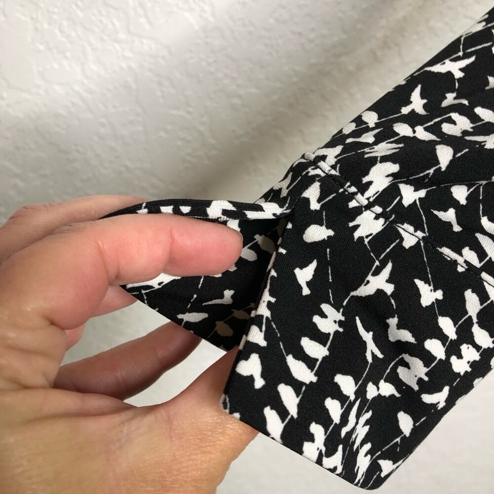 Brooks Brothers black white bird print faux wrap midi dress size Small - Picture 5 of 16